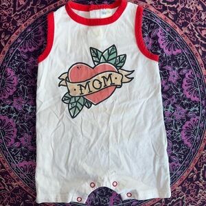 White Sleeveless Baby Romper with Heart Design